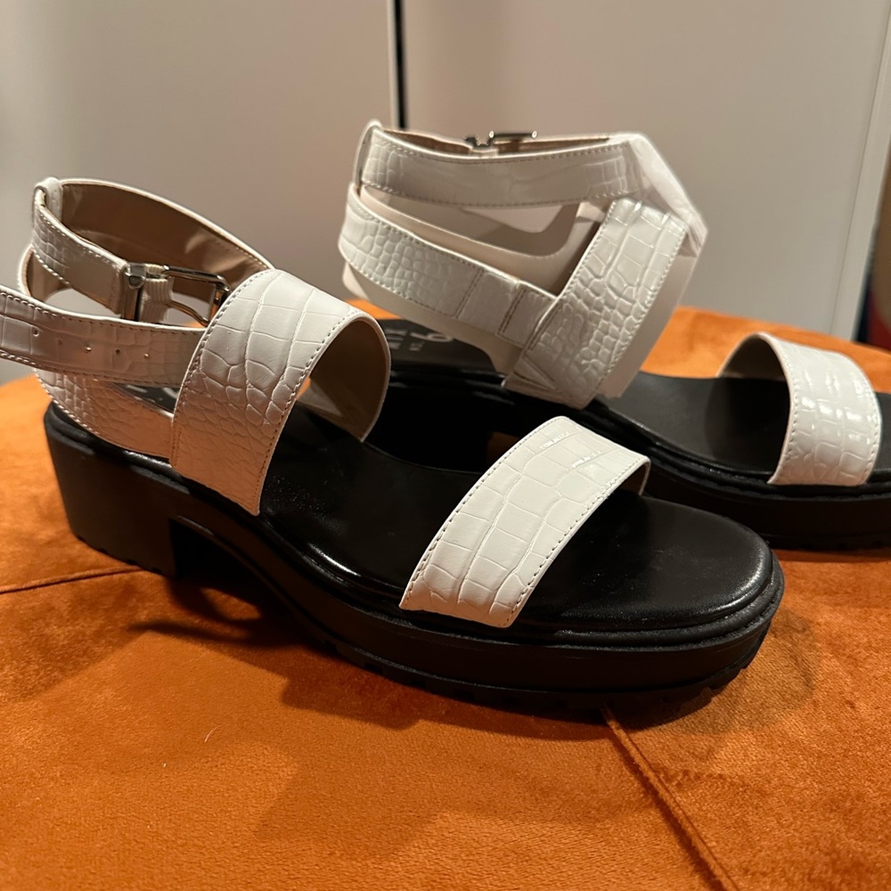 White and black platform sandal